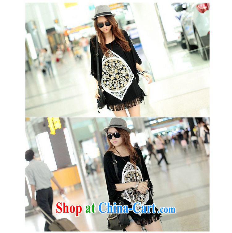 Flexible early summer 2015 Korean leisure loose the code female 100 hem stamp pattern the Code, long bat shirt T pension 200 jack can be seen wearing black are code pictures, price, brand platters! Elections are good character, the national distribution, so why buy now enjoy more preferential! Health