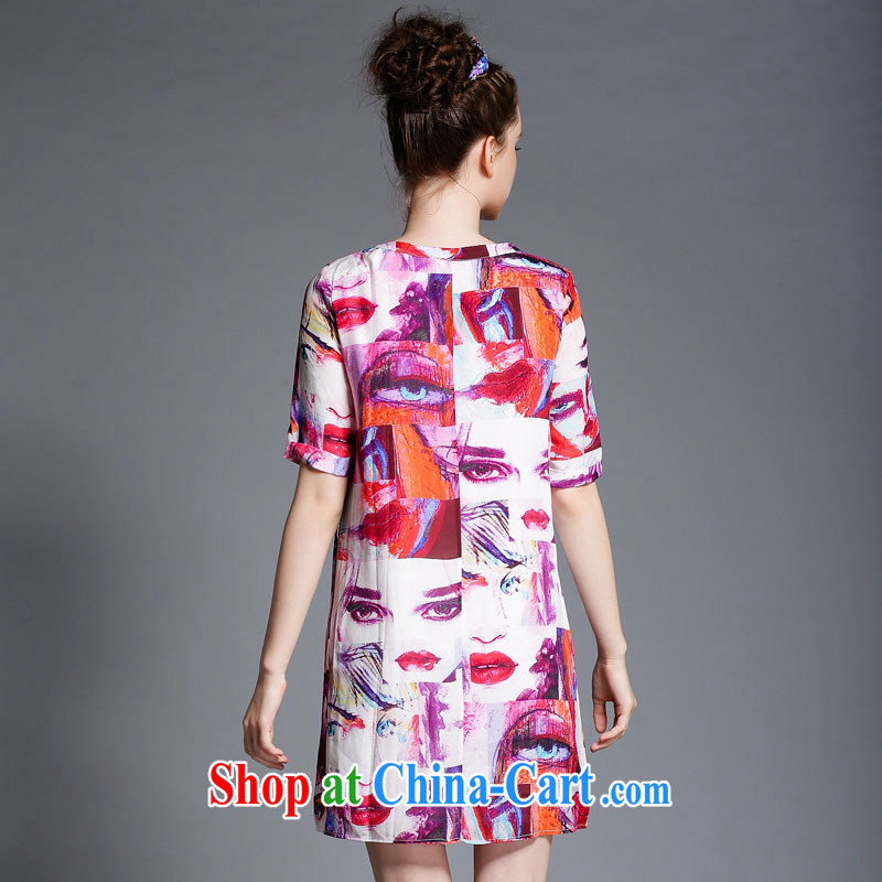 The silk, honey and ventricular hypertrophy, female fat MM graphics thin 2015 summer abstract red lips stamp beauty dresses ZZ 1873 red 4 XL (165 jack - 180 jack wear), the population, honey, and, on-line shopping