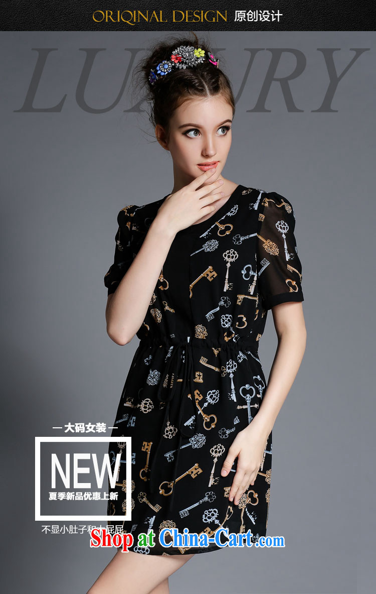 The silk, honey XL girls thick MM graphics thin 2015 summer creative Lock Key stamp beauty dresses ZZ 1867 black 2 XL (135 jack - 149 Jack through) pictures, price, brand platters! Elections are good character, the national distribution, so why buy now enjoy more preferential! Health