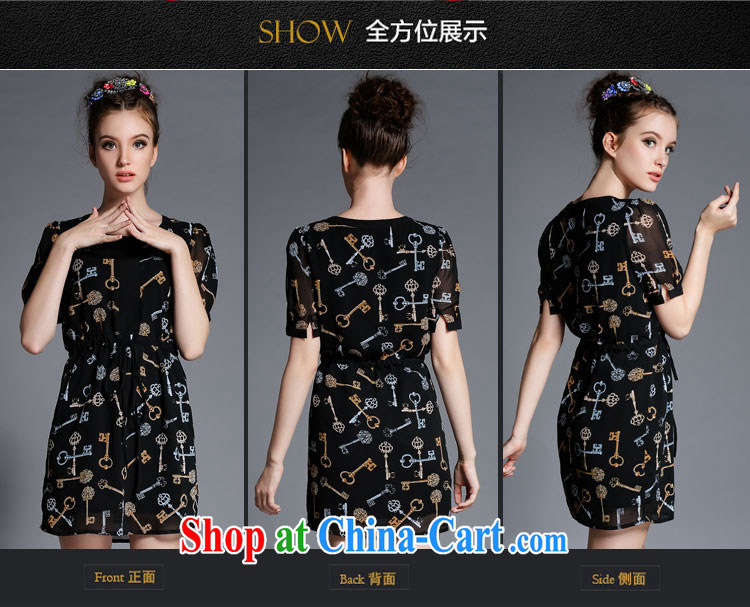 The silk, honey XL girls thick MM graphics thin 2015 summer creative Lock Key stamp beauty dresses ZZ 1867 black 2 XL (135 jack - 149 Jack through) pictures, price, brand platters! Elections are good character, the national distribution, so why buy now enjoy more preferential! Health
