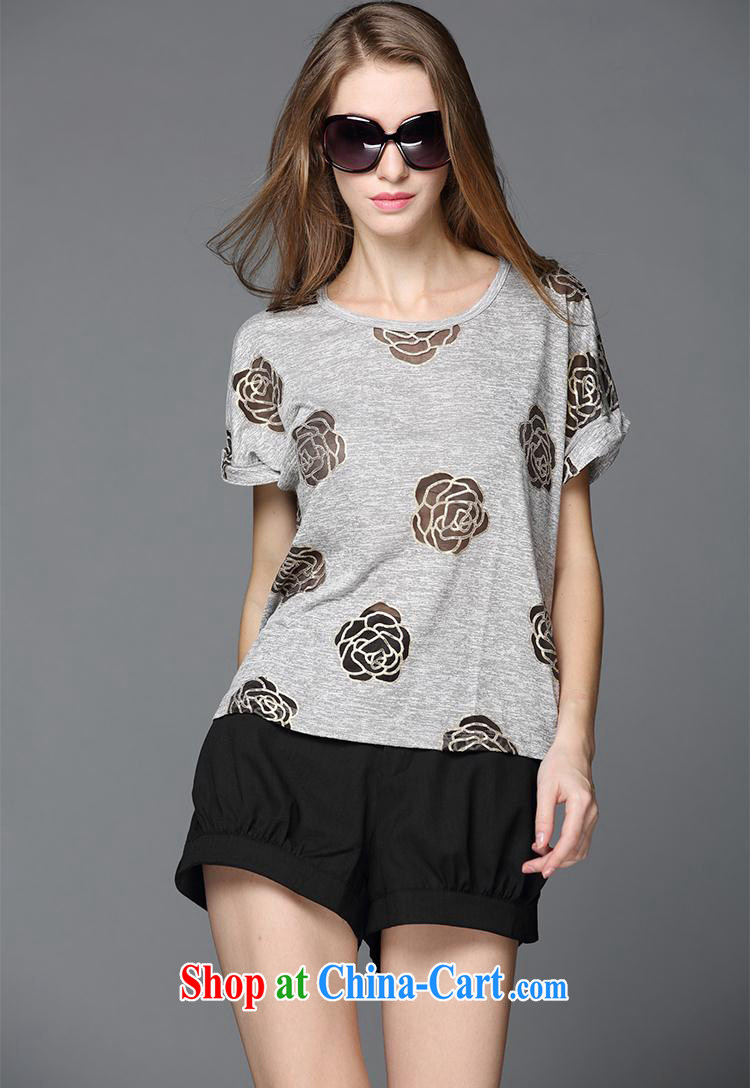 Europe YILISA larger female summer T-shirts shorts set new, thick mm stylish rose stamp graphics thin T-shirt snow woven shorts set 9095 Y Take gray 4 XL pictures, price, brand platters! Elections are good character, the national distribution, so why buy now enjoy more preferential! Health