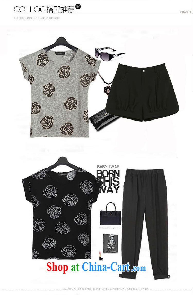 Europe YILISA larger female summer T-shirts shorts set new, thick mm stylish rose stamp graphics thin T-shirt snow woven shorts set 9095 Y Take gray 4 XL pictures, price, brand platters! Elections are good character, the national distribution, so why buy now enjoy more preferential! Health