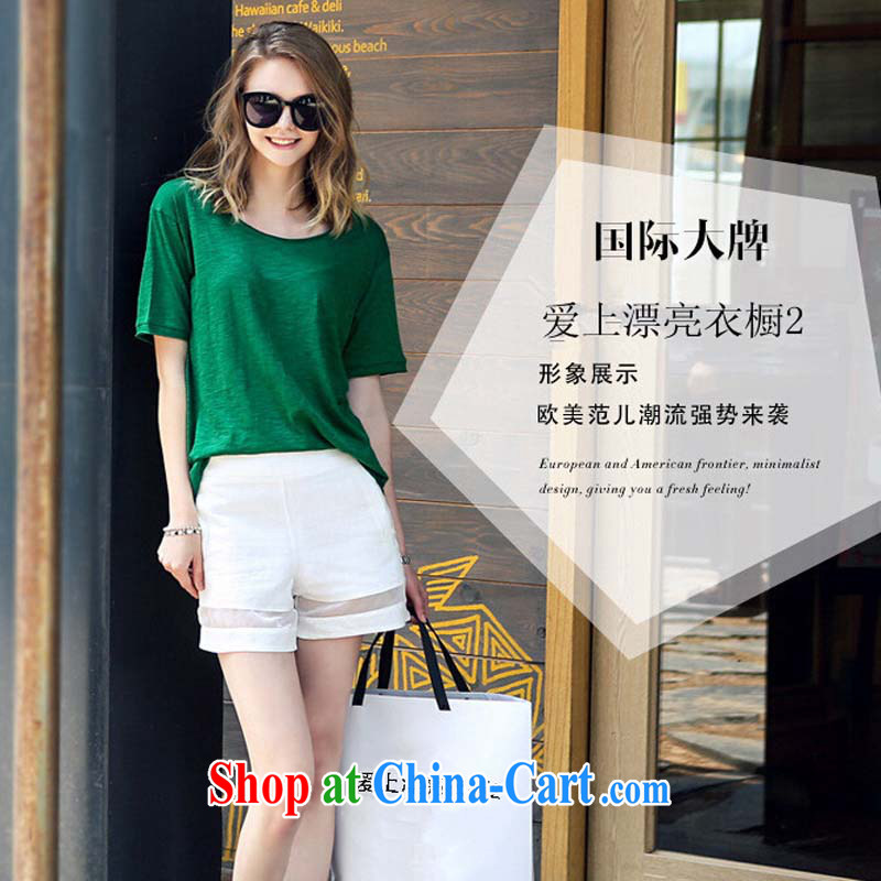 Keun-苿 large code female graphics thin thick mm summer new stylish short-sleeve foreign trade and indeed increase shorts sportswear JW N 8636 233 photo color T-shirt + pants 4 XL, Keun 苿, shopping on the Internet