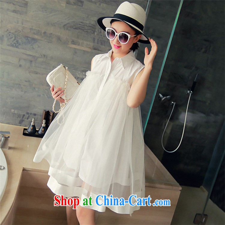 The 2015 summer new and indeed intensify edition Women's clothes dress shirt collar Web yarn stitching sleeveless video thin 100 ground skirt 9036 white 3XL pictures, price, brand platters! Elections are good character, the national distribution, so why buy now enjoy more preferential! Health
