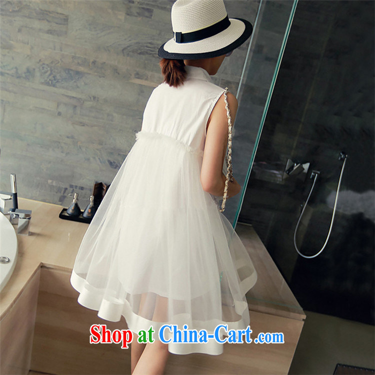 The 2015 summer new and indeed intensify edition Women's clothes dress shirt collar Web yarn stitching sleeveless video thin 100 ground skirt 9036 white 3XL pictures, price, brand platters! Elections are good character, the national distribution, so why buy now enjoy more preferential! Health