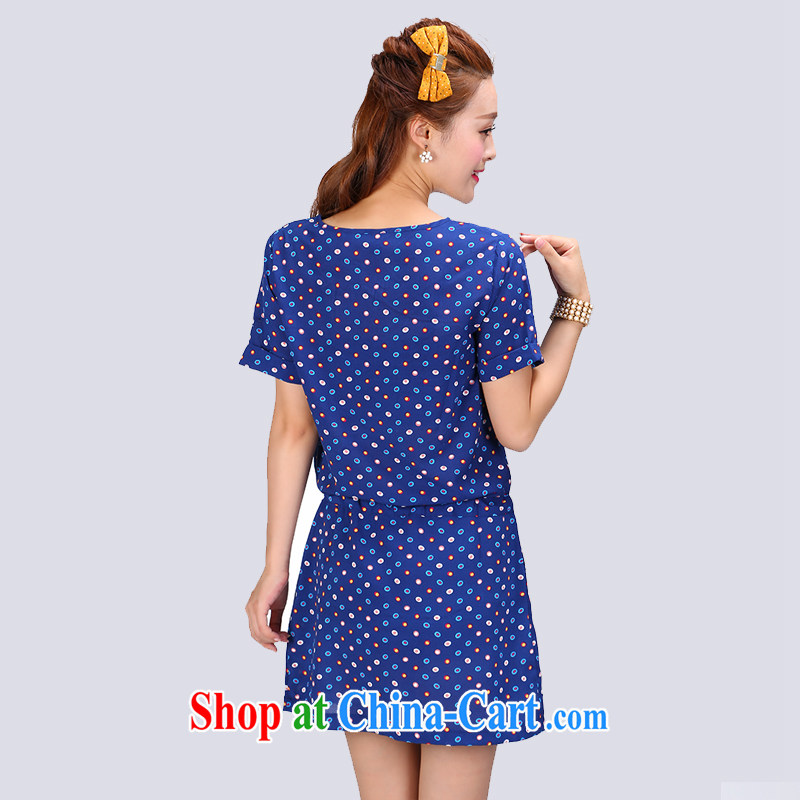 Laurie flower, XL women mm thick 2015 summer new short-sleeved round-collar-waist graphics thin dress 6778 blue 6 XL, Shani Flower (Sogni D'oro), and, on-line shopping