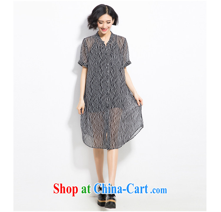 Eternal show 2015 summer mm thick new, larger female fashion wavy snow woven stamp graphics thin short-sleeve shirt black-and-white striped color 2 XL pictures, price, brand platters! Elections are good character, the national distribution, so why buy now enjoy more preferential! Health