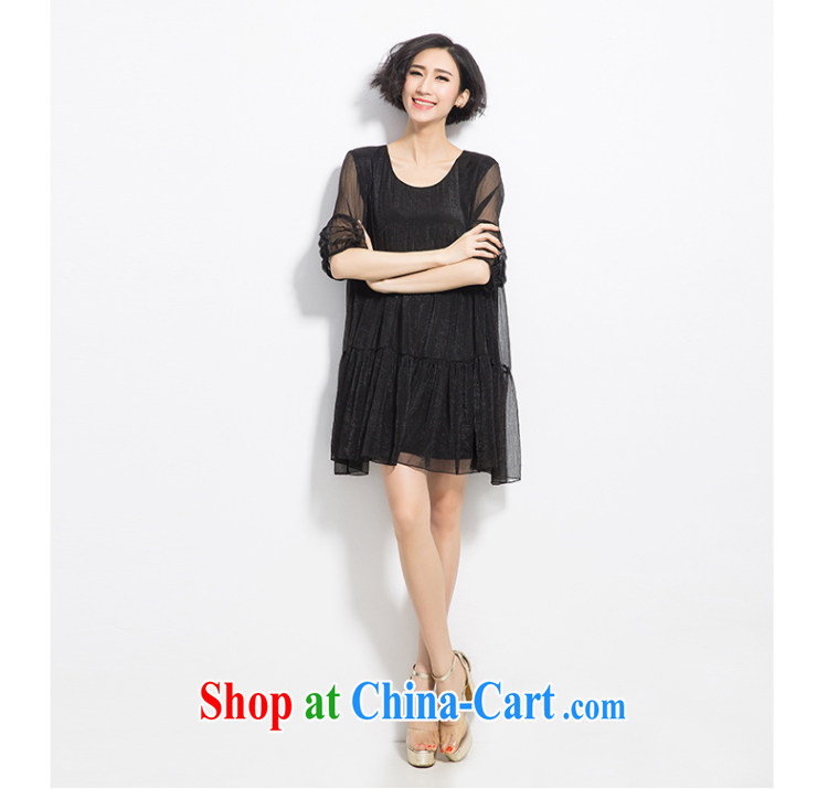 Eternal show 2015 summer mm thick new, larger female loose video thin large A before Lantern sleeve dress black 3 XL pictures, price, brand platters! Elections are good character, the national distribution, so why buy now enjoy more preferential! Health