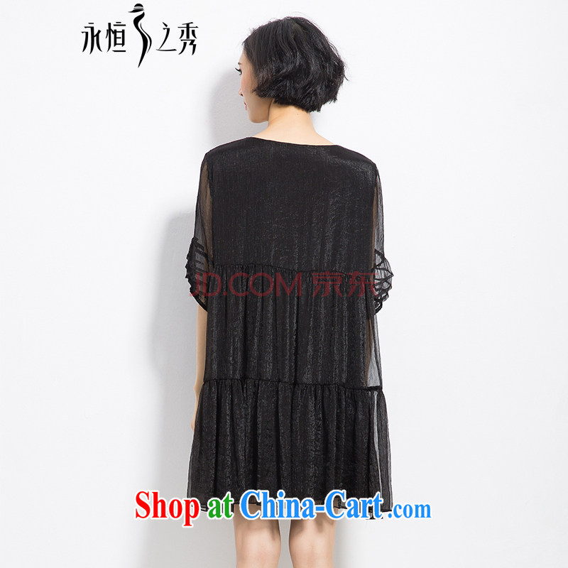 Eternal show 2015 summer mm thick new, larger female loose video thin large A before Lantern sleeve dress black 3 XL, eternal, and the show, and shopping on the Internet