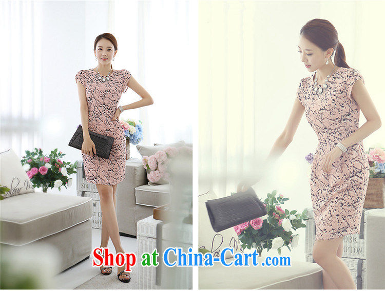 Ink marks summer new Korean high atmospheric stamp occupational OL dresses beauty graphics thin round-collar short-sleeve hit color stamp dress 7060 pink S pictures, price, brand platters! Elections are good character, the national distribution, so why buy now enjoy more preferential! Health