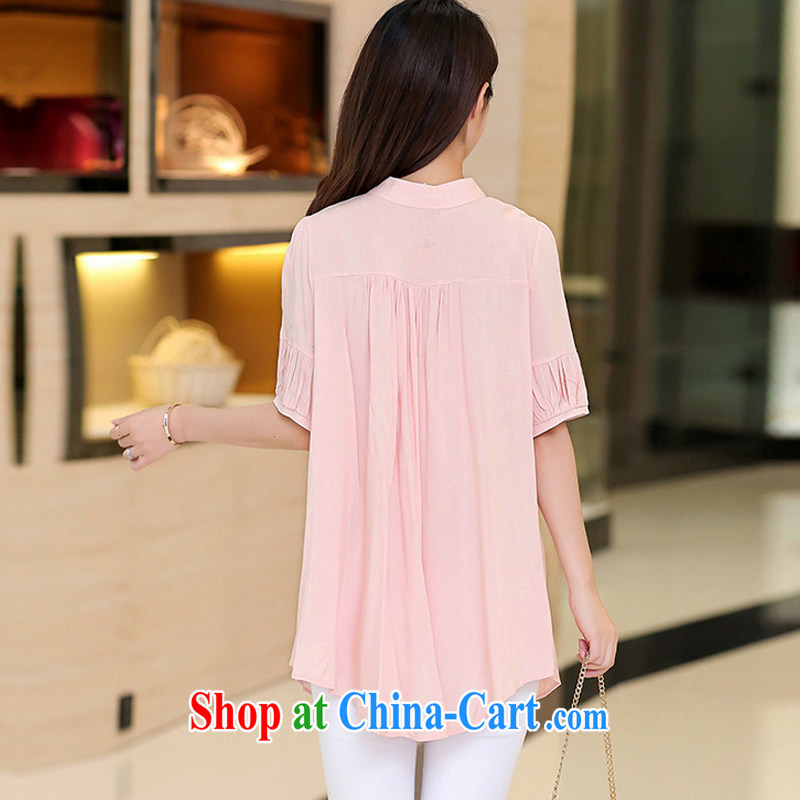 MissDonut 2015 summer mm thick and fat increases, female Korean video thin skirt is loose, long white shirt thick sister summer shirt pink large code 4 XL, MissDonut, shopping on the Internet