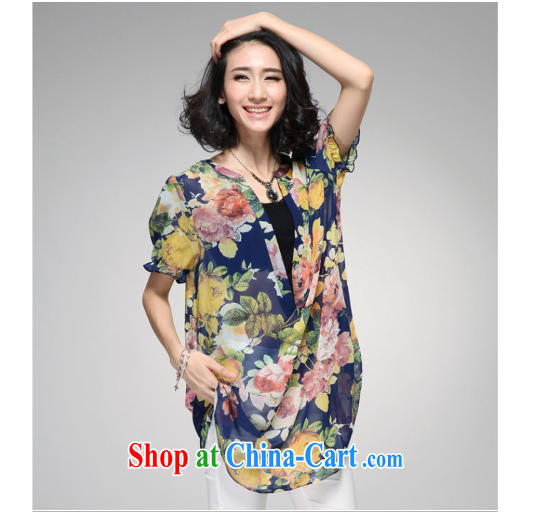 Eternal show the code women snow woven shirts thick sister 2015 summer new thick mm thick, graphics thin, the fat XL retro stamp loose T-shirt blue 4 XL pictures, price, brand platters! Elections are good character, the national distribution, so why buy now enjoy more preferential! Health