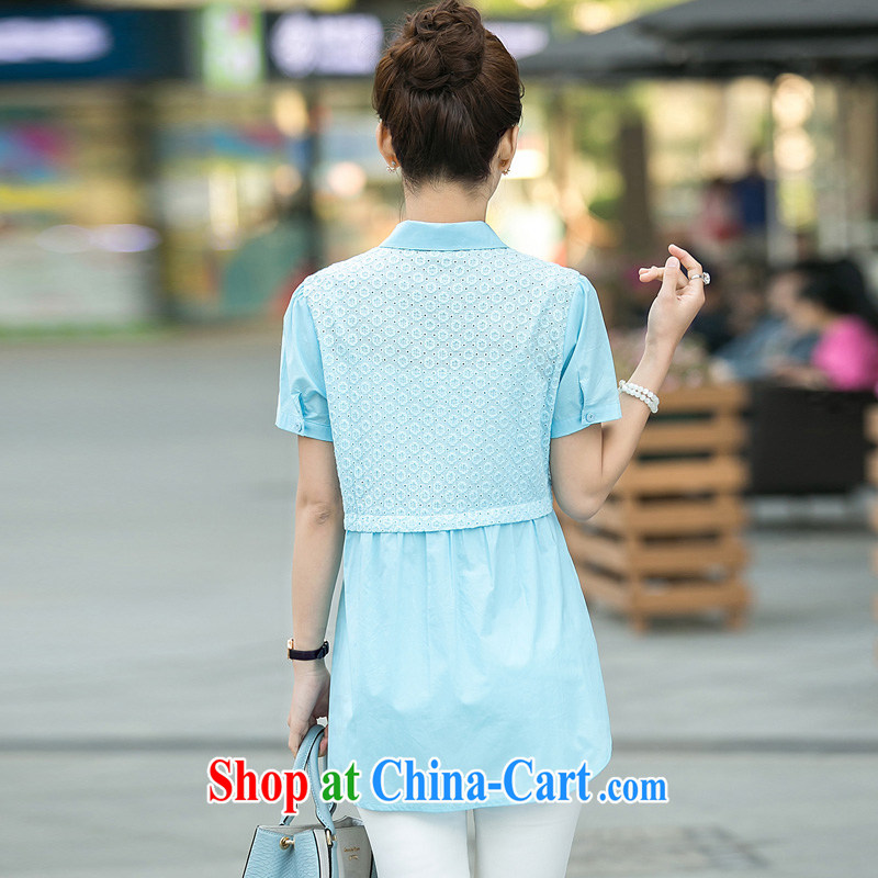 Pi-optimized Connie new Korean version the code with the cotton shirt girls summer in cultivating long child daisy-stitching shirt short-sleeve girls T-shirt BW 09,558 blue XXL recommendations 135 - 150 jack, PI-optimized, Connie, and shopping on the Internet