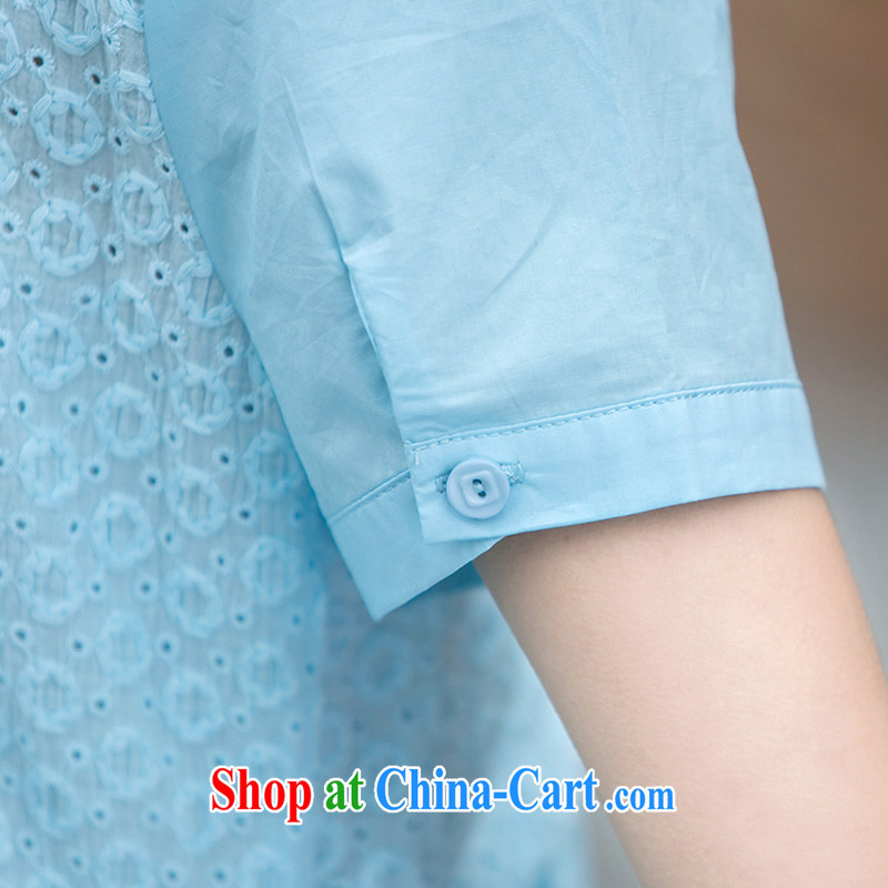 Pi-optimized Connie new Korean version the code with the cotton shirt girls summer in cultivating long child daisy-stitching shirt short-sleeve girls T-shirt BW 09,558 blue XXL recommendations 135 - 150 jack, PI-optimized, Connie, and shopping on the Internet