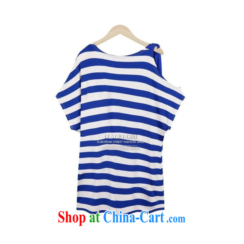 o Ya-ting 2015 summer New, and indeed increase, female fat mm video thin short-sleeved cotton shirt T female blue stripes 3 XL recommends that you 145 - 165 jack, O Ya-ting (aoyating), online shopping