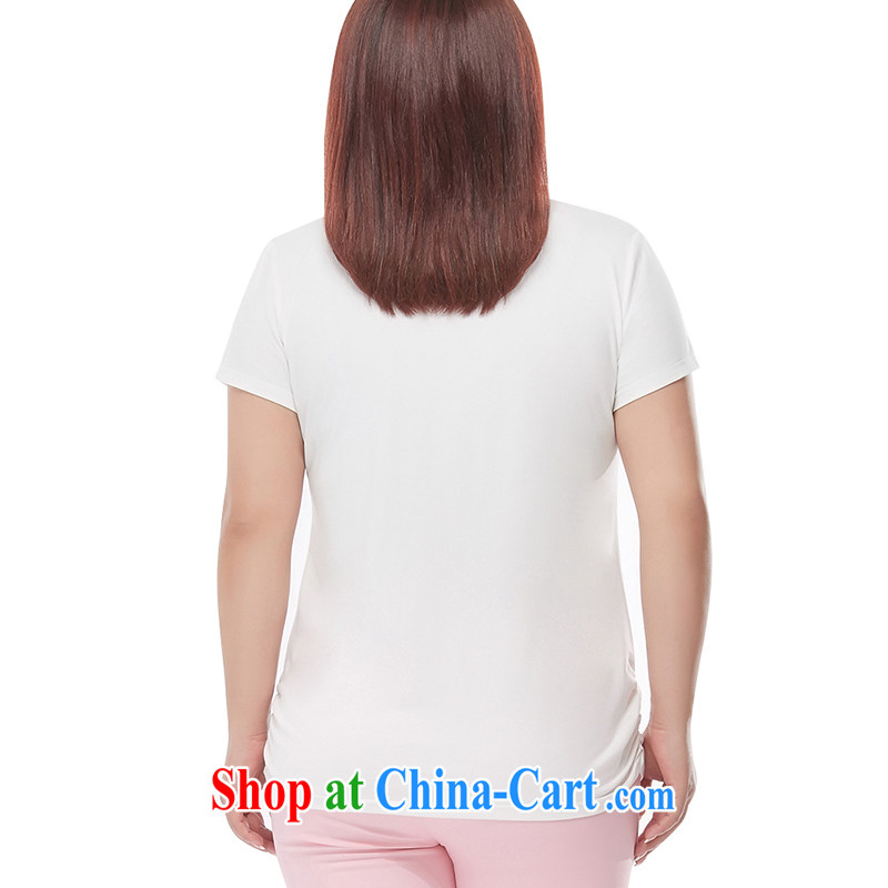 MSSHE XL girls T-shirts 2015 new summer, generation, cotton zebra round-collar stamp T-shirt 4092 white 2XL, Msshe, shopping on the Internet