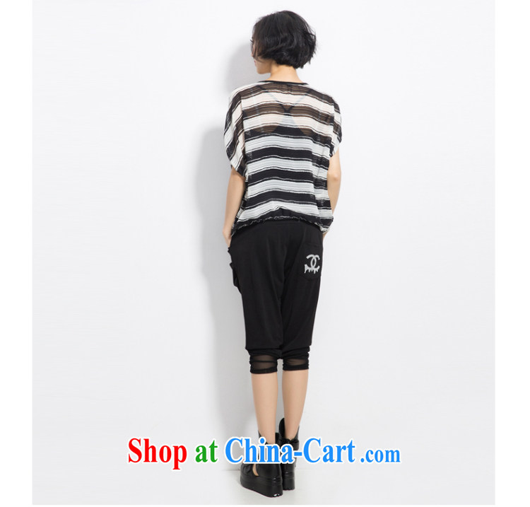 Eternal show Summer 2015 mm thick new Korean version the Code women stylish black-and-white striped owl stamp bat sleeves shirt T black 3 XL pictures, price, brand platters! Elections are good character, the national distribution, so why buy now enjoy more preferential! Health