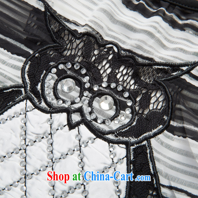 Eternal show Summer 2015 mm thick new Korean version the Code women stylish black-and-white striped owl stamp bat sleeves shirt T black 3 XL, eternal, and the show, and shopping on the Internet