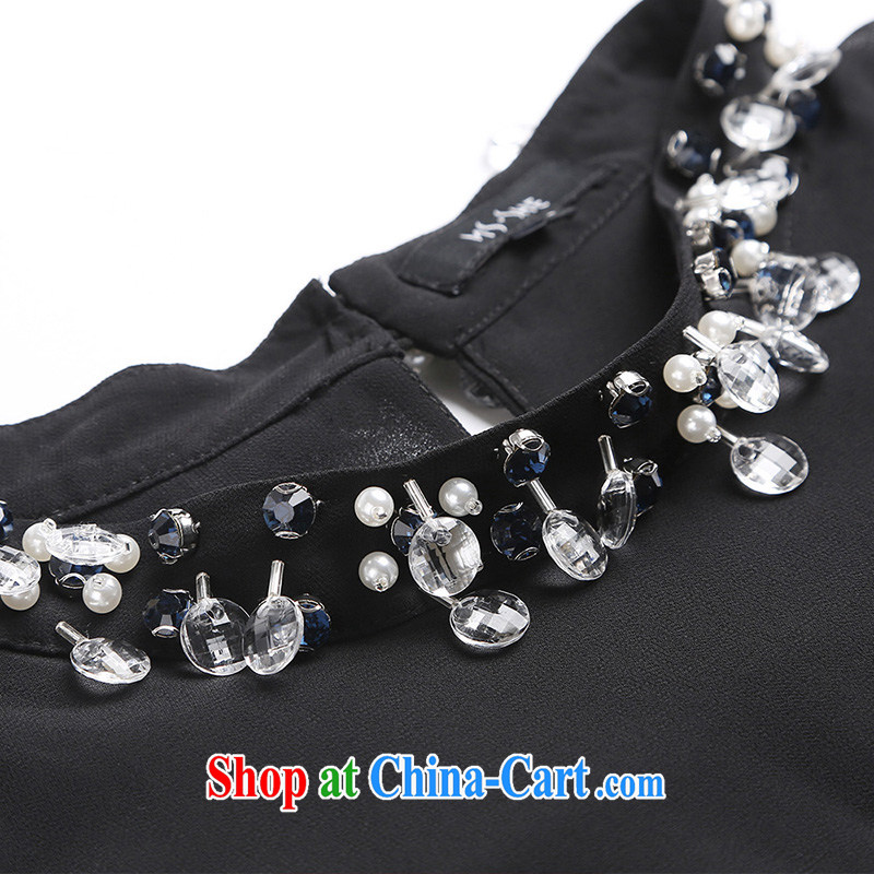 MSSHE XL ladies' 2015 new summer wear and elegant name-yuan, who nails Pearl sleeveless ice woven shirts 4610 black 3 XL, Msshe, and shopping on the Internet