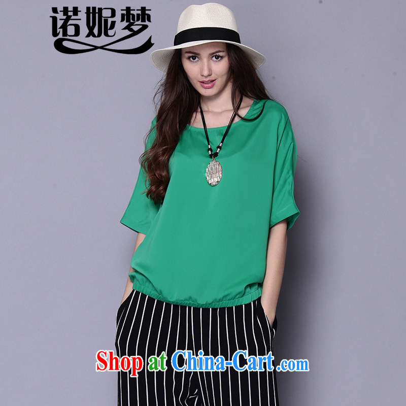 Connie's dream in Europe and America, the female summer is the increased emphasis on MM style minimalist liberal short-sleeve T-shirt women T-shirt J 1338 green XXXXL