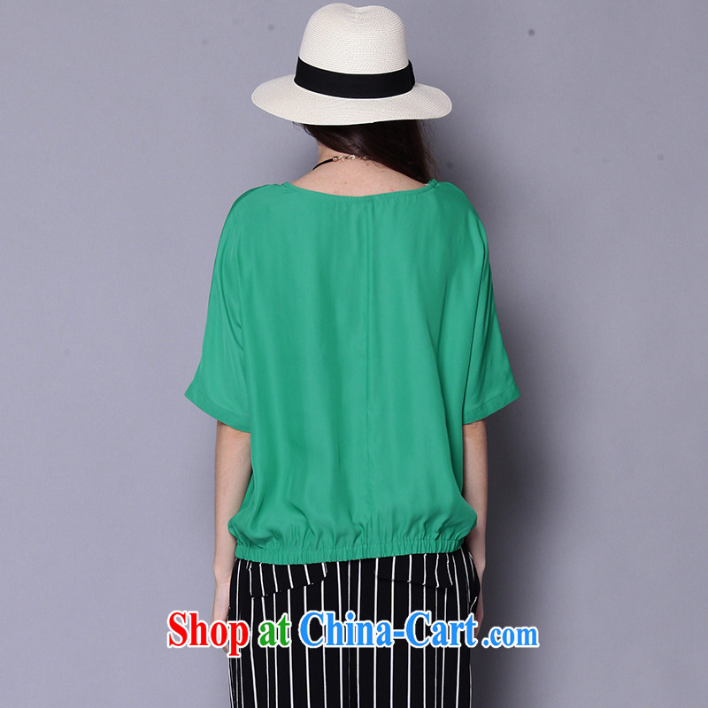 Connie's dream in Europe and America, the female summer is the increased emphasis on MM style minimalist liberal short-sleeve T-shirt women T-shirt J 1338 green XXXXL, Anne's dream, and shopping on the Internet