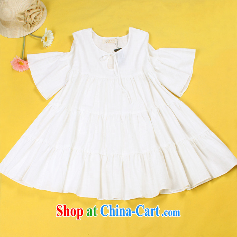 The line spend a lot, women of Korea cake skirt loose dolls shirt horn cuff large skirt swing dress 5 AOHY white are code, sea routes, and on-line shopping