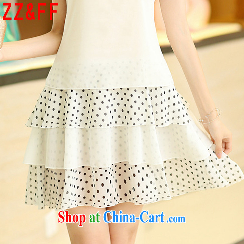 ZZ &FF summer 2015 new large, snow-woven dresses short-sleeved Korean female lady leave two Sweet Dot skirt girls LYQ 8091 white XXXXL, ZZ &FF, shopping on the Internet