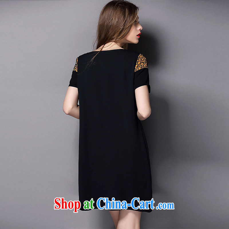 Director of Europe and America, new 200 jack and indeed increase, female summer mm thick short-sleeved dress 2040 black large code 5 XL 200 Jack left and right, and Director (Smeilovly), online shopping