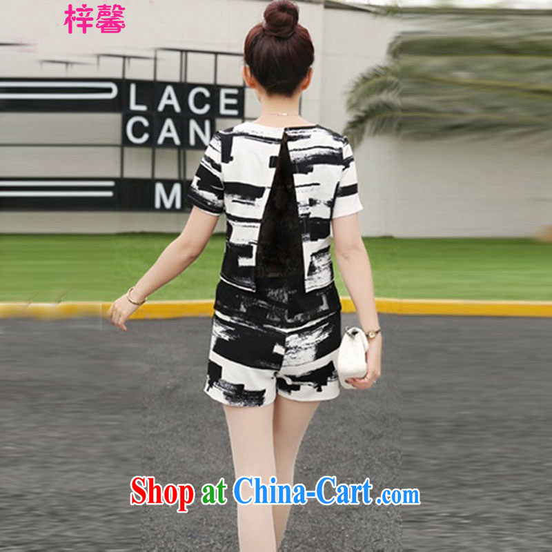 Kyung-jae-hyung 2015 summer new Korean American style bar code the girls thick mm short-sleeved lace snow woven shirts and indeed graphics thin package girls 273 black and white streaks XXXL (155 - 168 ) jack, Kyung-jae-hyung (Zix), online shopping