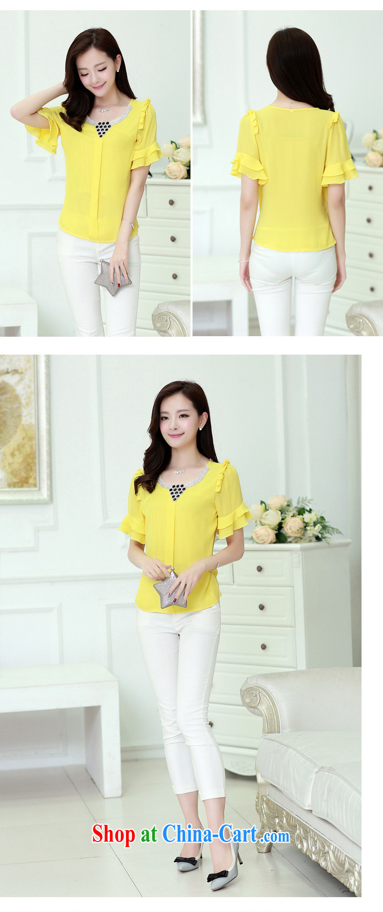 Mai lane 2015 summer new Korean loose video thin stitching horn cuff round-collar short-sleeve larger female snow woven shirts women 8023 white XXL pictures, price, brand platters! Elections are good character, the national distribution, so why buy now enjoy more preferential! Health