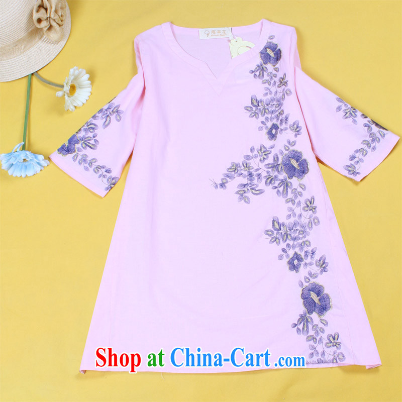 The line spend a lot, girls with original antique embroidered flowers, the code dress spring and summer linen skirt BDNX 5 light pink 3 XL, sea routes, and, on-line shopping
