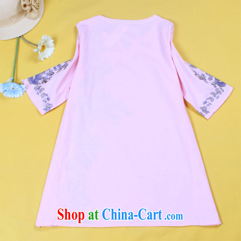 The line spend a lot, girls with original antique embroidered flowers, the code dress spring and summer linen skirt BDNX 5 light pink 3 XL, sea routes, and, on-line shopping