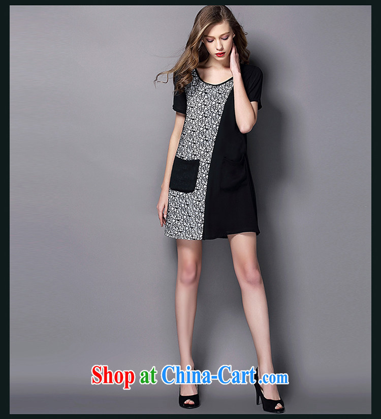 Director of 2015 summer new in Europe and America, and indeed increase, women with thick mm short-sleeved lace spell series skirts loose 2056 Black Large Number 3 XL 160 Jack left and right pictures, price, brand platters! Elections are good character, the national distribution, so why buy now enjoy more preferential! Health