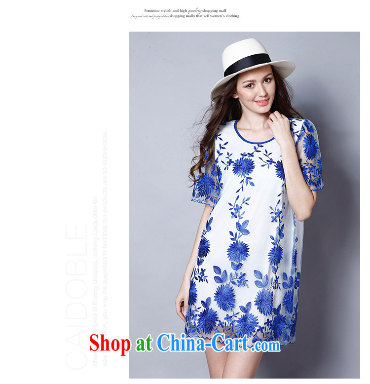 Connie's dream 2015 new Europe and North America, the ladies summer is the increased emphasis on MM elegant embroidered loose video thin short-sleeved dresses J 8123 blue XXXXL pictures, price, brand platters! Elections are good character, the national distribution, so why buy now enjoy more preferential! Health