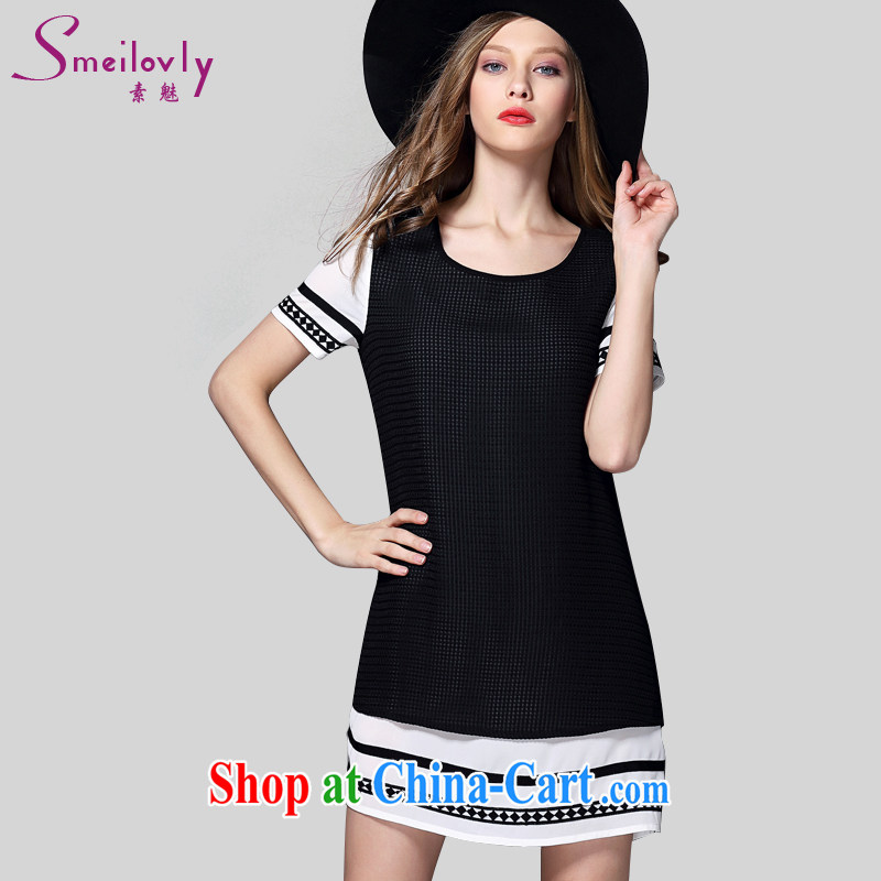 Director of 2015 Summer in Europe and indeed the XL women mm thick leave of two short-sleeved snow woven dresses video thin 2036 Black Large Number 4 XL 180 Jack left and right