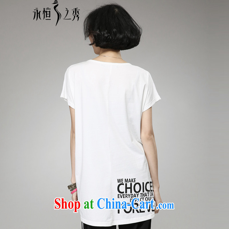 Eternal show 2015 summer mm thick new Korean version the code female trend personalized letter stamp graphics thin T-shirt white 3XL, eternal, and the show, the online shopping
