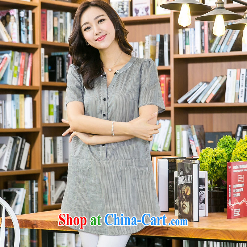 Loved King, female thick mm summer stylish graphics thin V collar bars in long, loose shirt Kit T-shirt 5219 streaked color 4 XL, loved (Tanai), and shopping on the Internet