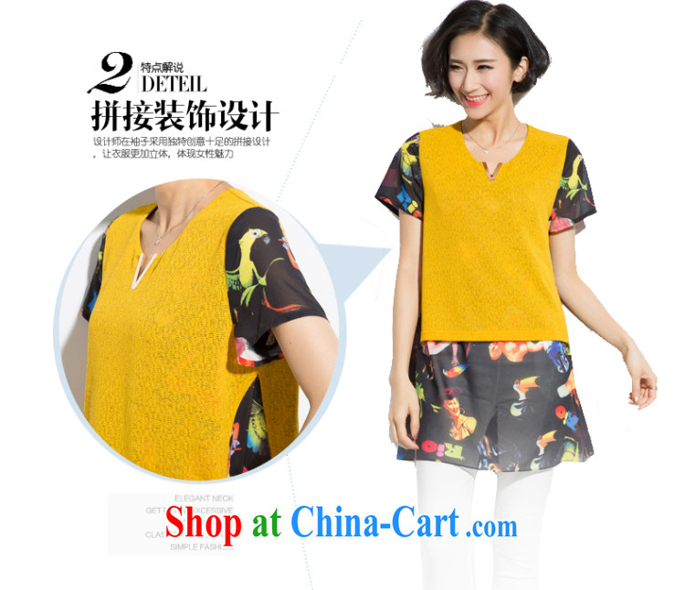 Eternal show Summer 2015 mm thick new Korean large, knitted graphics thin stitching snow woven stamp T shirt yellow 4 XL pictures, price, brand platters! Elections are good character, the national distribution, so why buy now enjoy more preferential! Health