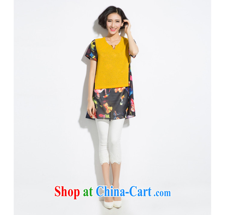 Eternal show Summer 2015 mm thick new Korean large, knitted graphics thin stitching snow woven stamp T shirt yellow 4 XL pictures, price, brand platters! Elections are good character, the national distribution, so why buy now enjoy more preferential! Health