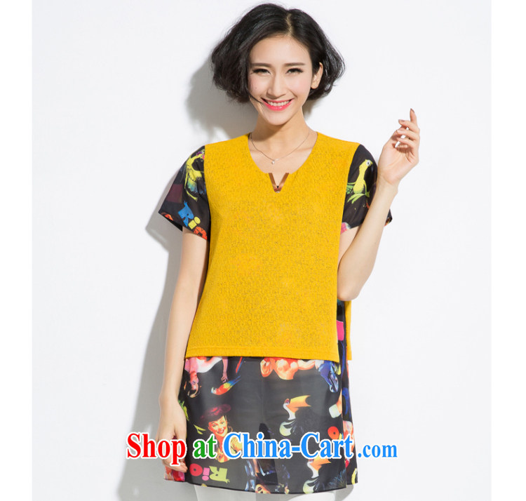 Eternal show Summer 2015 mm thick new Korean large, knitted graphics thin stitching snow woven stamp T shirt yellow 4 XL pictures, price, brand platters! Elections are good character, the national distribution, so why buy now enjoy more preferential! Health