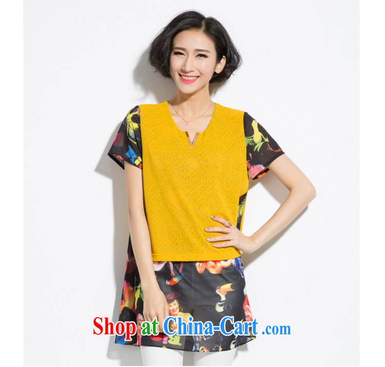 Eternal show Summer 2015 mm thick new Korean large, knitted graphics thin stitching snow woven stamp T shirt yellow 4 XL pictures, price, brand platters! Elections are good character, the national distribution, so why buy now enjoy more preferential! Health