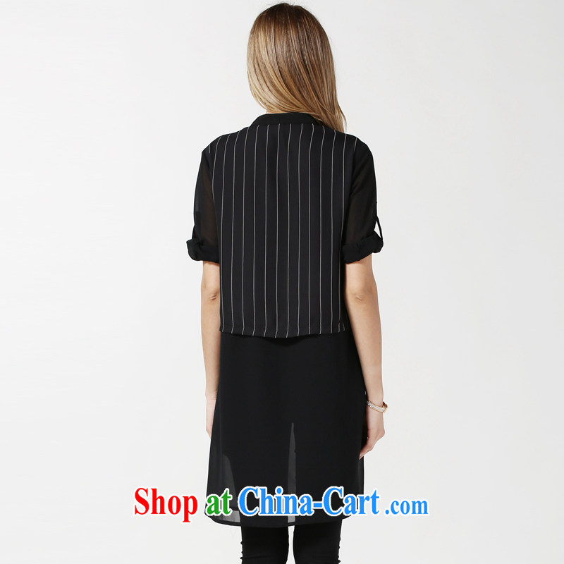 and the United States, would the Code women mm thick beauty summer 2015 new loose video thin stripes stitching snow woven shirts, long female T-shirt N 3629 black XXXL, the US could (RIUMILVE), shopping on the Internet
