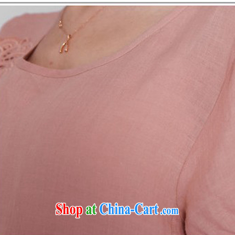The Ju-Yee Nga 2015 summer new stylish large, female cotton the decals short-sleeve and indeed increase the cotton dress YY 281 pink XXL, Ju-yee Nga, shopping on the Internet