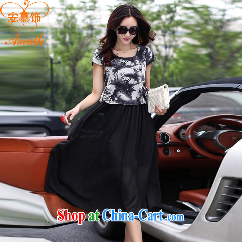 The interior of the Code women's clothing summer 2015 new female Korean Beauty stamp snow woven dresses girls summer dress short-sleeved Mrs dresses X 86 XXL paintings, and the ornaments, and shopping on the Internet