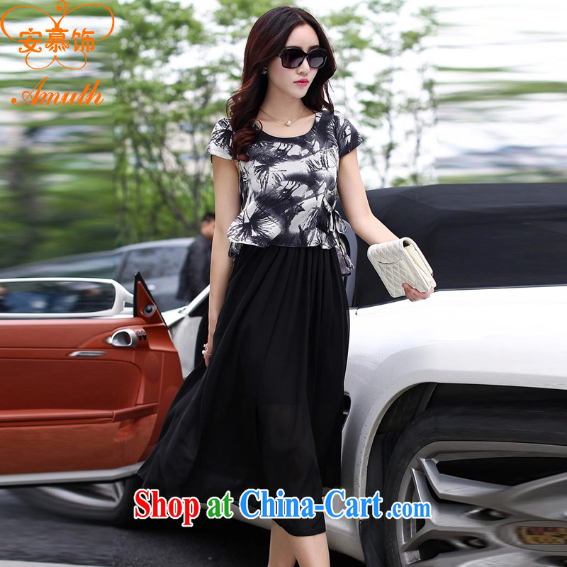 The interior of the Code women's clothing summer 2015 new female Korean Beauty stamp snow woven dresses girls summer dress short-sleeved Mrs dresses X 86 XXL paintings, and the ornaments, and shopping on the Internet