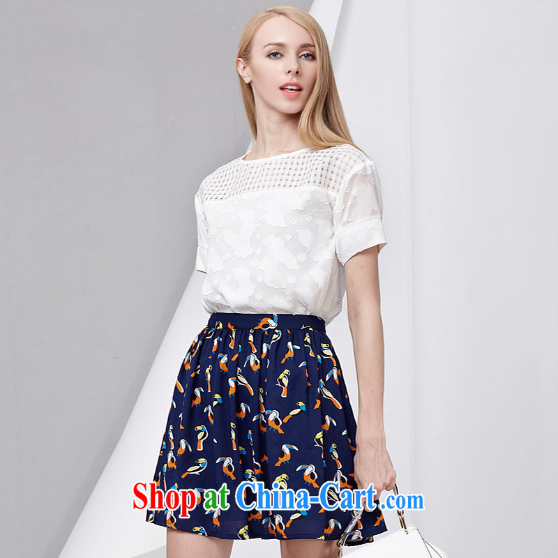 Most of the 2015 code female thick MM summer new sweet pure color grid jacquard thick sister graphics thin T pension 2791 white 3XL, cross-sectoral provision (qisuo), online shopping