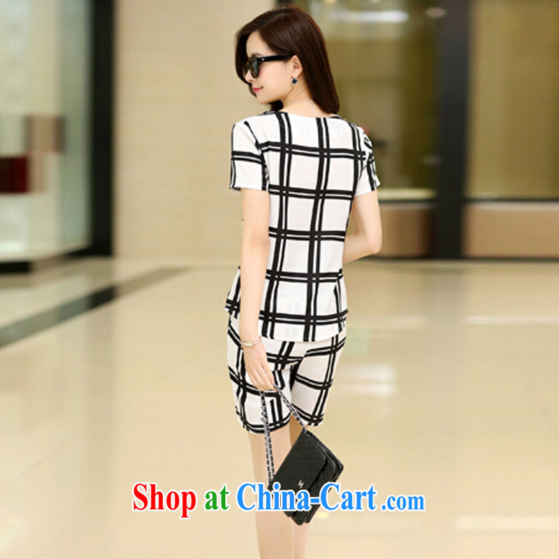 Energy-chul, the girl with the FAT increase summer Plaid Shorts Kit mm thick beauty graphics thin leisure package female white-on-black rendering the code 5 XL, energy-chul (MOZHE), shopping on the Internet