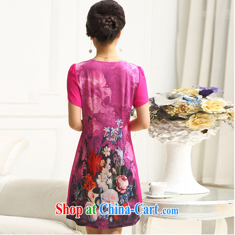 2015 summer new Korean fashion round-collar short-sleeve stamp duty increase, anti-silk mother load dresses of red 4 XL charm, as well as Asia and (Charm Bali), online shopping