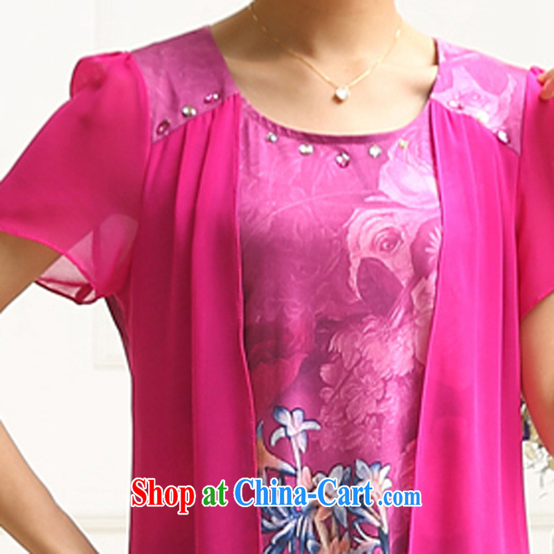 2015 summer new Korean fashion round-collar short-sleeve stamp duty increase, anti-silk mother load dresses of red 4 XL charm, as well as Asia and (Charm Bali), online shopping
