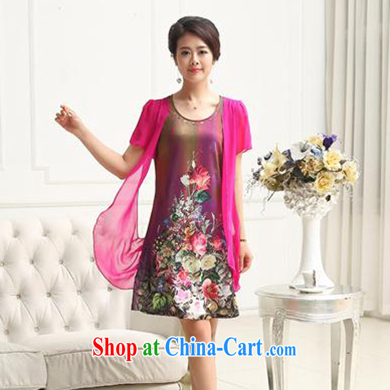 2015 summer new Korean fashion round collar short-sleeved stamp duty increase, anti-silk mother load dresses of red XL charm, as well as Asia and (Charm Bali), online shopping